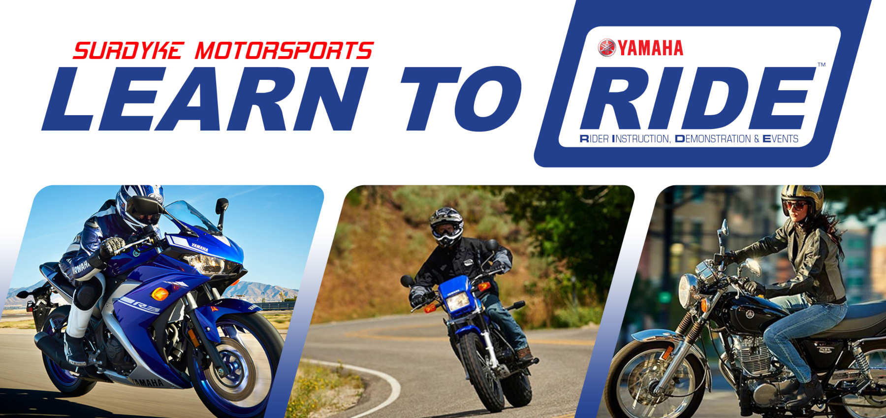 Learn To Ride Surdyke Motorsports Banner